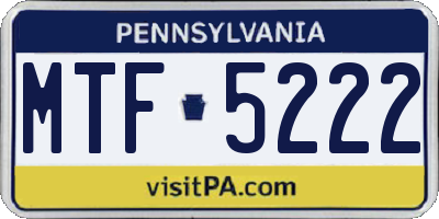 PA license plate MTF5222