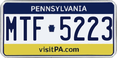 PA license plate MTF5223