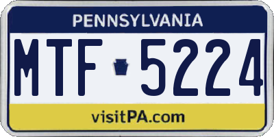 PA license plate MTF5224