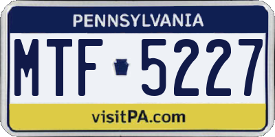 PA license plate MTF5227