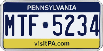 PA license plate MTF5234