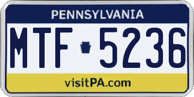 PA license plate MTF5236