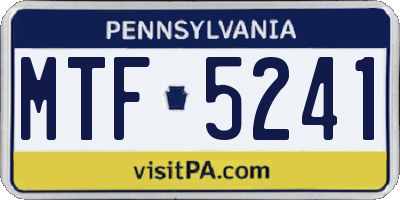 PA license plate MTF5241