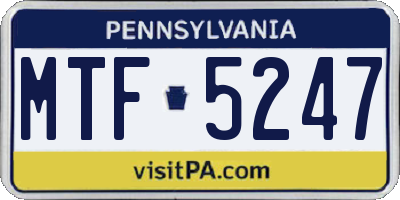 PA license plate MTF5247