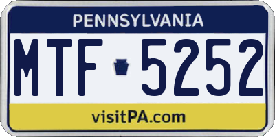 PA license plate MTF5252
