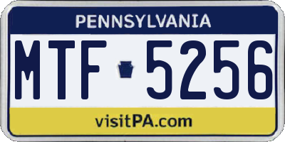 PA license plate MTF5256