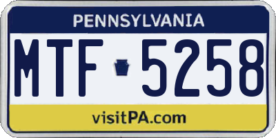PA license plate MTF5258
