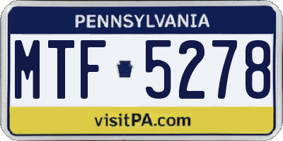 PA license plate MTF5278