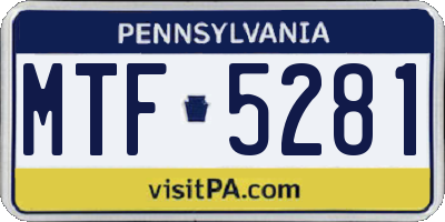PA license plate MTF5281