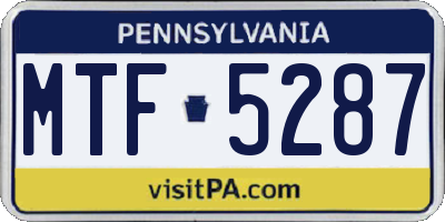 PA license plate MTF5287