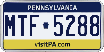 PA license plate MTF5288