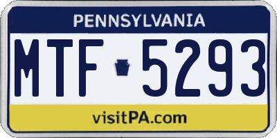 PA license plate MTF5293
