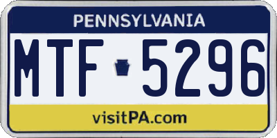PA license plate MTF5296