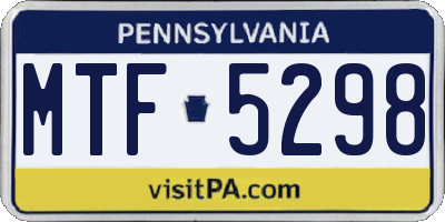 PA license plate MTF5298