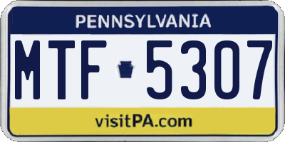 PA license plate MTF5307