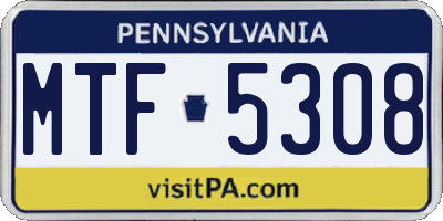 PA license plate MTF5308