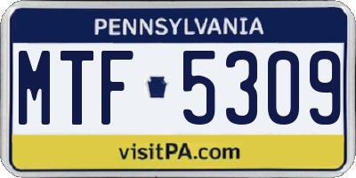 PA license plate MTF5309