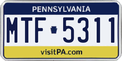 PA license plate MTF5311