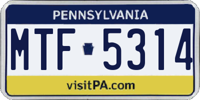 PA license plate MTF5314
