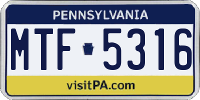 PA license plate MTF5316