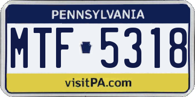 PA license plate MTF5318