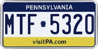 PA license plate MTF5320