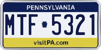 PA license plate MTF5321