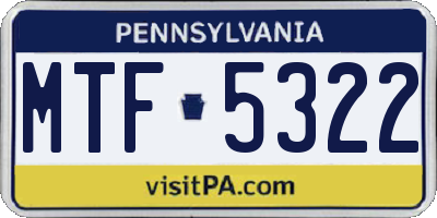 PA license plate MTF5322