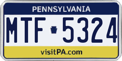 PA license plate MTF5324