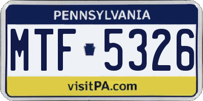 PA license plate MTF5326