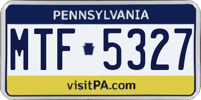 PA license plate MTF5327