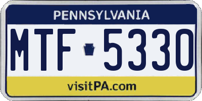 PA license plate MTF5330