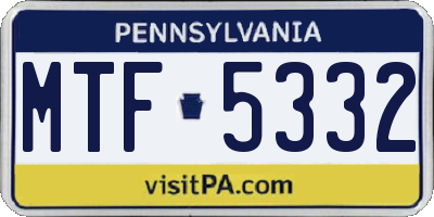 PA license plate MTF5332