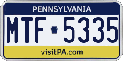 PA license plate MTF5335