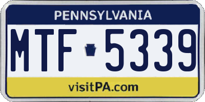 PA license plate MTF5339