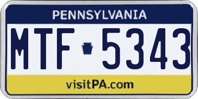 PA license plate MTF5343