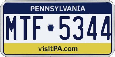 PA license plate MTF5344