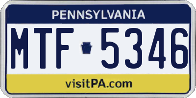 PA license plate MTF5346