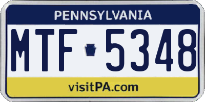 PA license plate MTF5348
