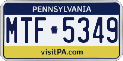 PA license plate MTF5349