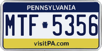 PA license plate MTF5356