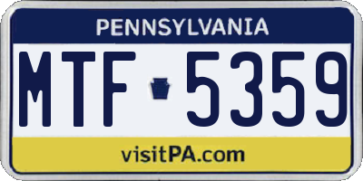 PA license plate MTF5359