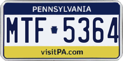 PA license plate MTF5364