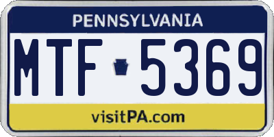 PA license plate MTF5369