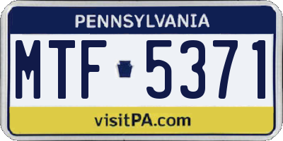PA license plate MTF5371