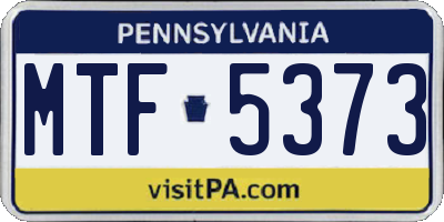 PA license plate MTF5373