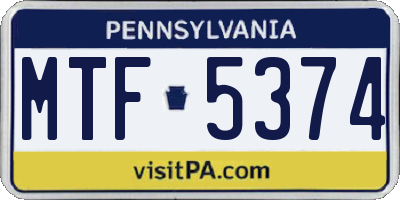 PA license plate MTF5374