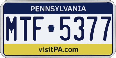 PA license plate MTF5377