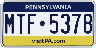 PA license plate MTF5378
