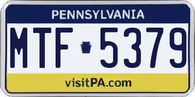 PA license plate MTF5379